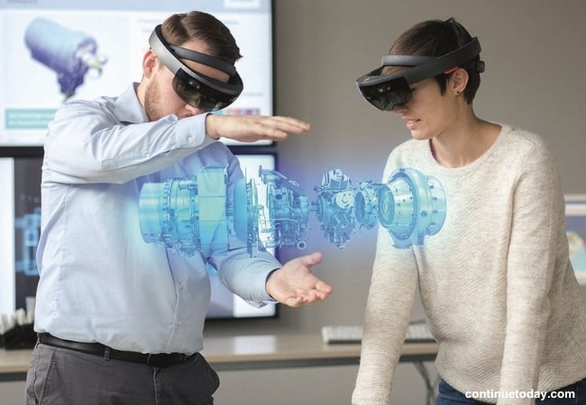 men and women monitoring AR with digital twin 