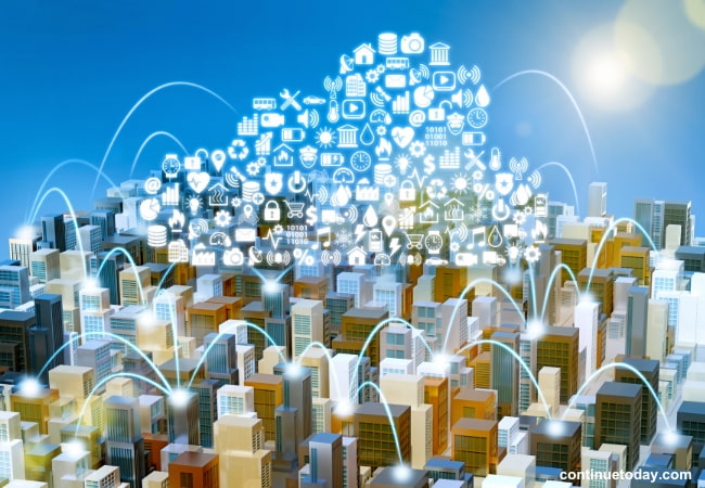 cloud computing connection within a city presenting Fast Global Rollout
