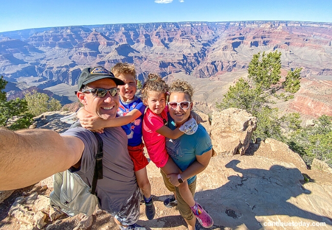 A selfie of an family at Grand Canyon