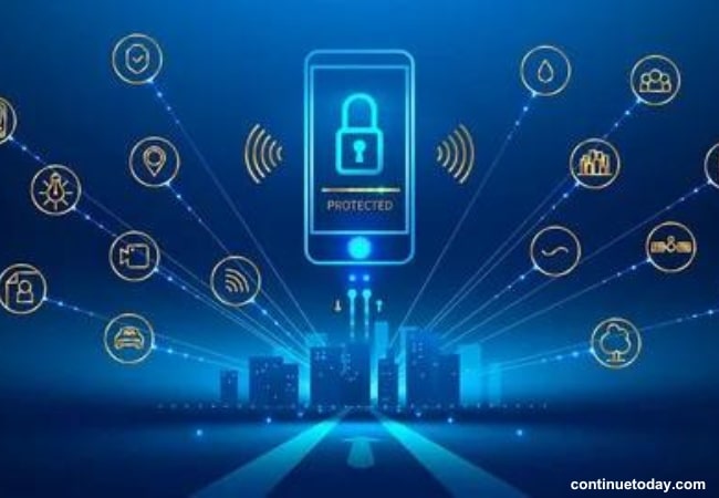 IoT Projects in All-field Security symbolizing with a phone protected  
